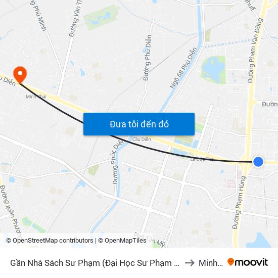 Gần Nhà Sách Sư Phạm (Đại Học Sư Phạm Hà Nội) - 136 Xuân Thủy to Minh Khai map