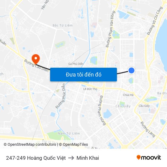 247-249 Hoàng Quốc Việt to Minh Khai map