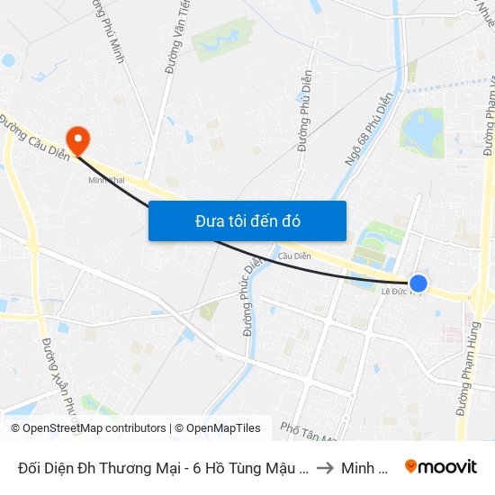 Đối Diện Đh Thương Mại - 6 Hồ Tùng Mậu (Cột Sau) to Minh Khai map