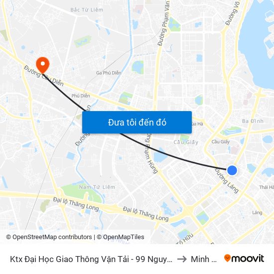 Ktx Đại Học Giao Thông Vận Tải - 99 Nguyễn Chí Thanh to Minh Khai map
