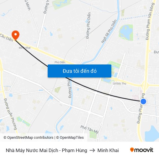 Nhà Máy Nước Mai Dịch - Phạm Hùng to Minh Khai map