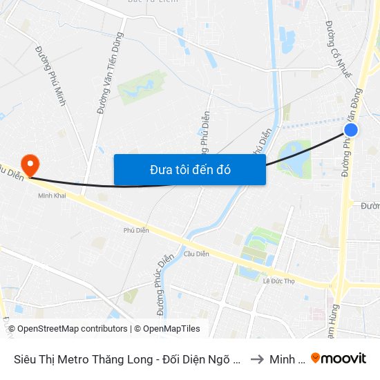 Siêu Thị Metro Thăng Long - Đối Diện Ngõ 599 Phạm Văn Đồng to Minh Khai map