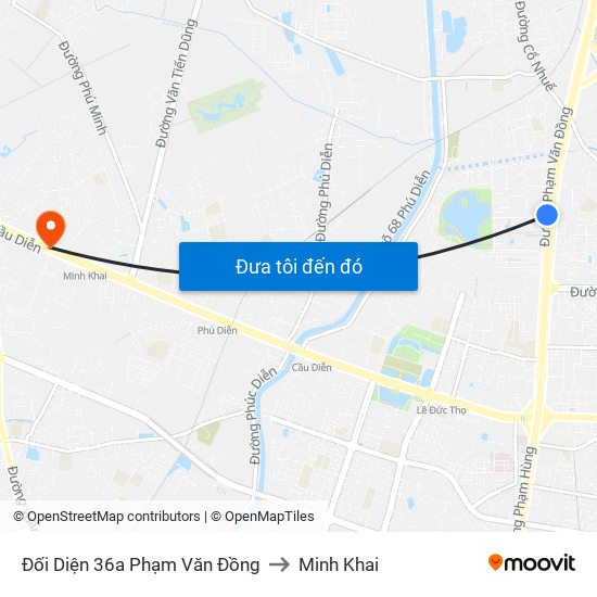 Đối Diện 36a Phạm Văn Đồng to Minh Khai map