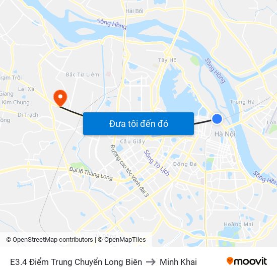 E3.4 Điểm Trung Chuyển Long Biên to Minh Khai map