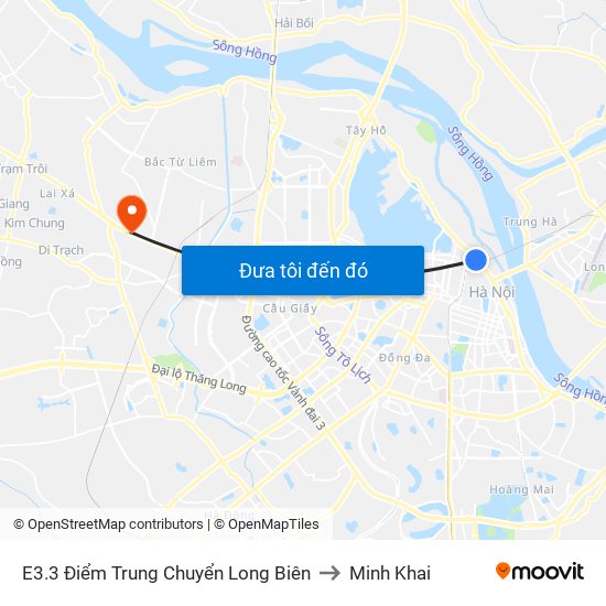 E3.3 Điểm Trung Chuyển Long Biên to Minh Khai map
