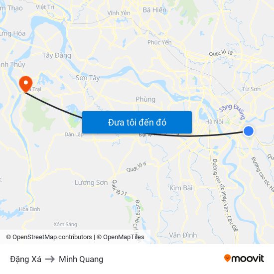 Đặng Xá to Minh Quang map