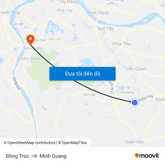 Đồng Trúc to Minh Quang map