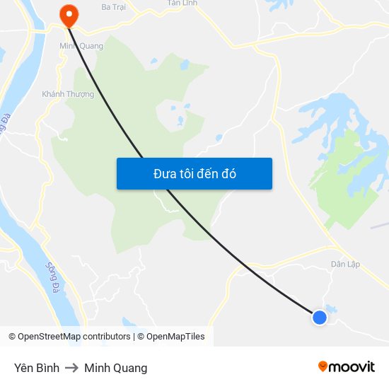 Yên Bình to Minh Quang map