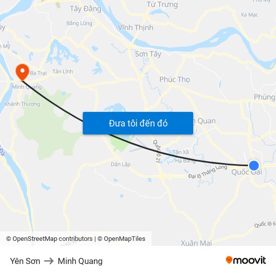 Yên Sơn to Minh Quang map