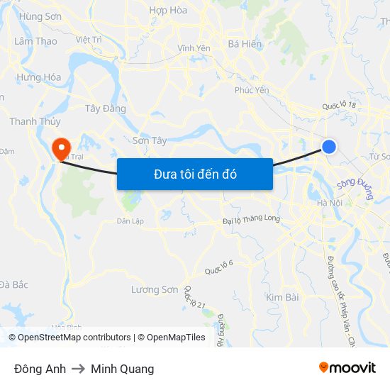 Đông Anh to Minh Quang map