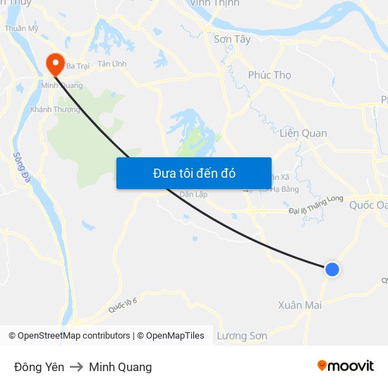 Đông Yên to Minh Quang map