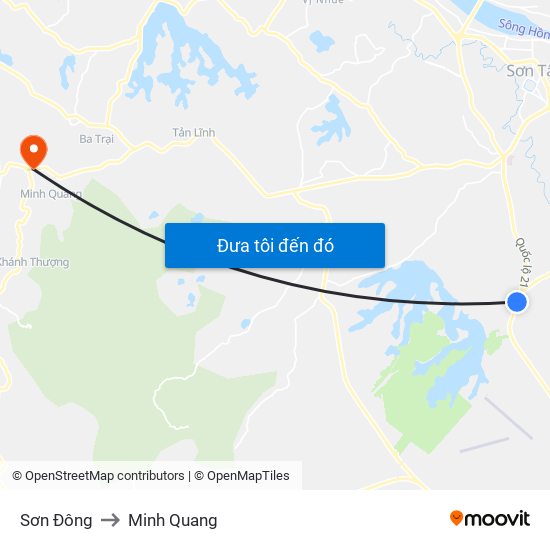 Sơn Đông to Minh Quang map