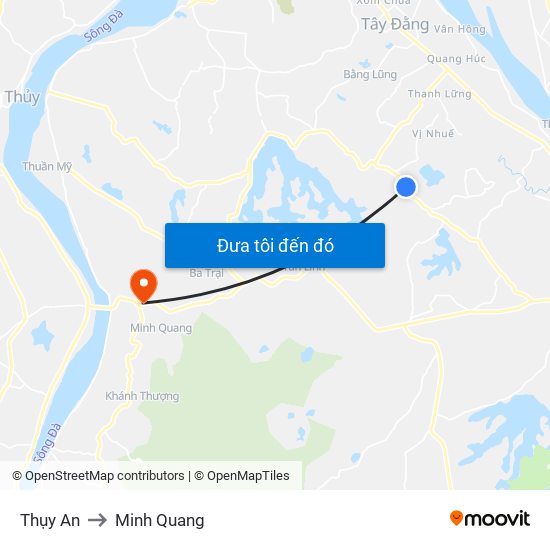 Thụy An to Minh Quang map