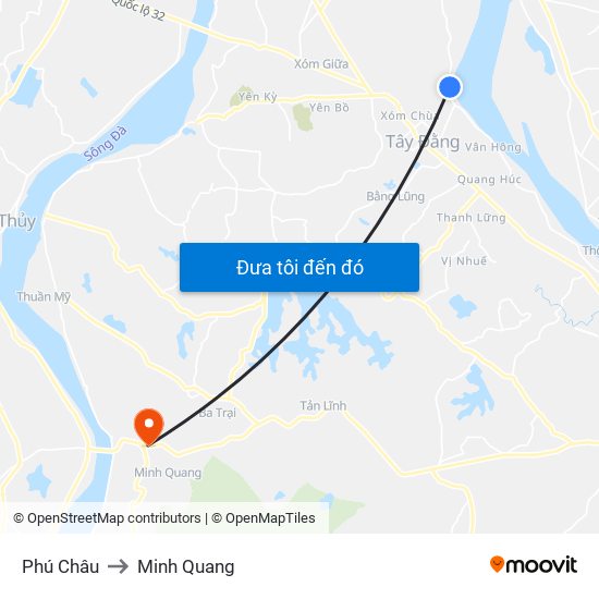Phú Châu to Minh Quang map
