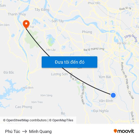 Phú Túc to Minh Quang map