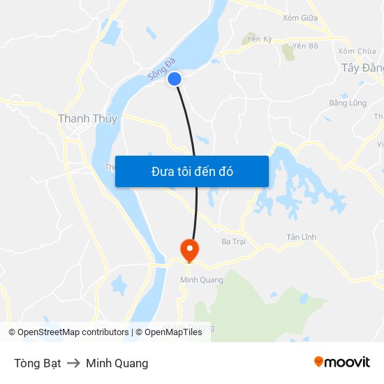 Tòng Bạt to Minh Quang map