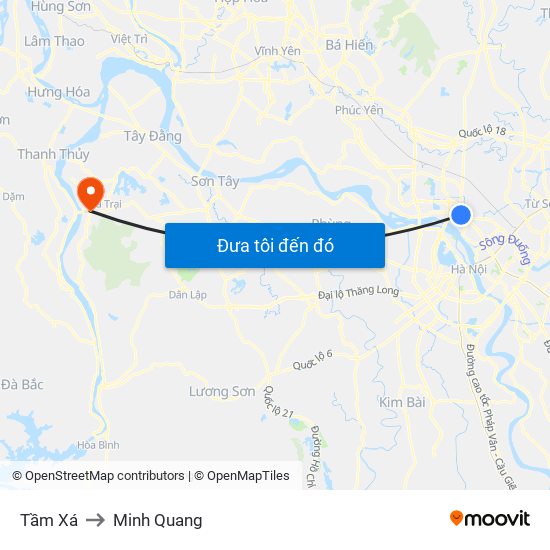 Tầm Xá to Minh Quang map