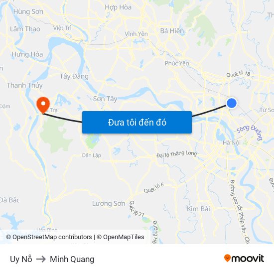 Uy Nỗ to Minh Quang map