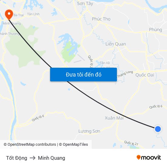 Tốt Động to Minh Quang map