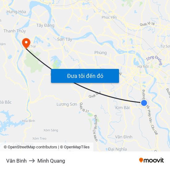 Văn Bình to Minh Quang map