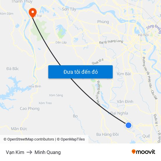 Vạn Kim to Minh Quang map