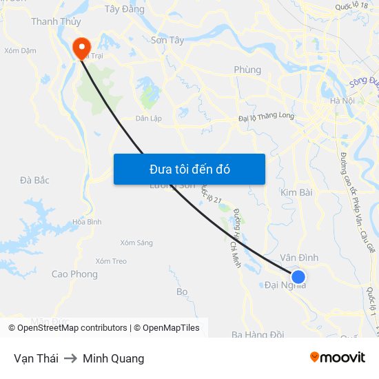 Vạn Thái to Minh Quang map