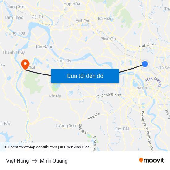 Việt Hùng to Minh Quang map