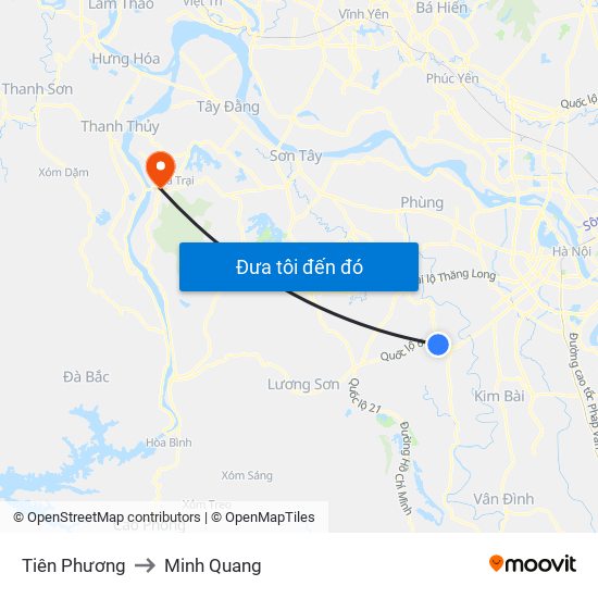 Tiên Phương to Minh Quang map