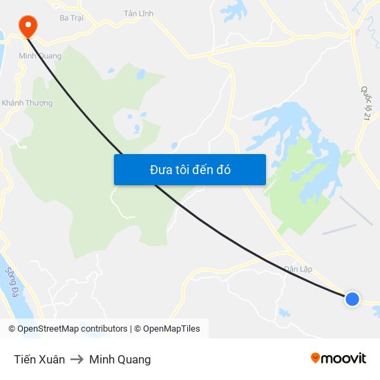 Tiến Xuân to Minh Quang map