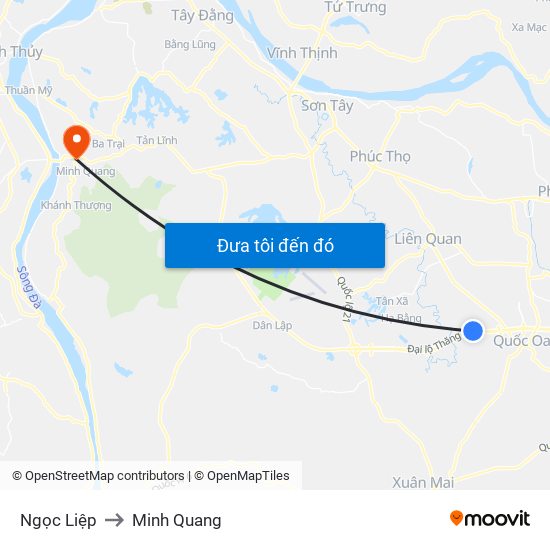 Ngọc Liệp to Minh Quang map