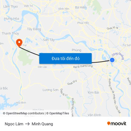 Ngọc Lâm to Minh Quang map