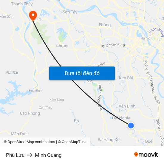 Phù Lưu to Minh Quang map