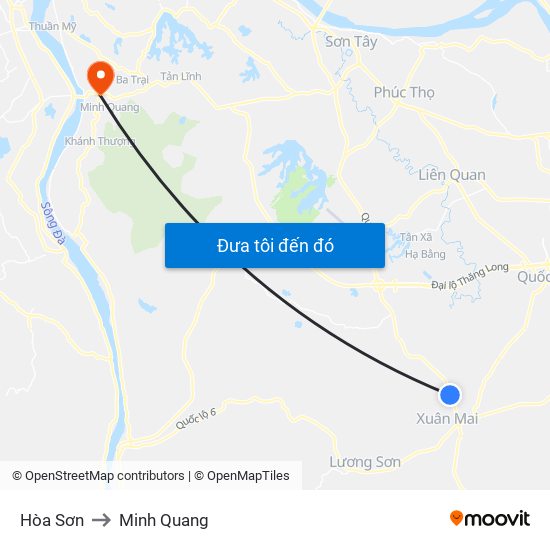 Hòa Sơn to Minh Quang map