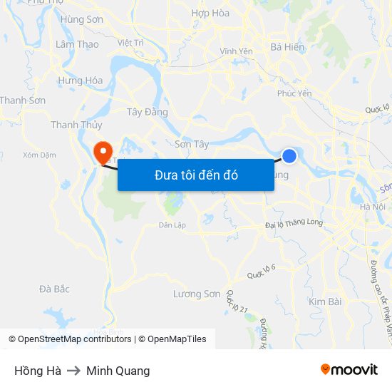 Hồng Hà to Minh Quang map