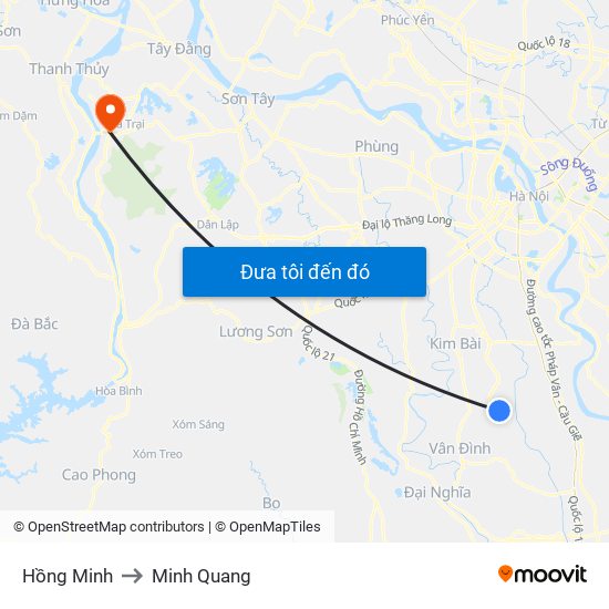Hồng Minh to Minh Quang map