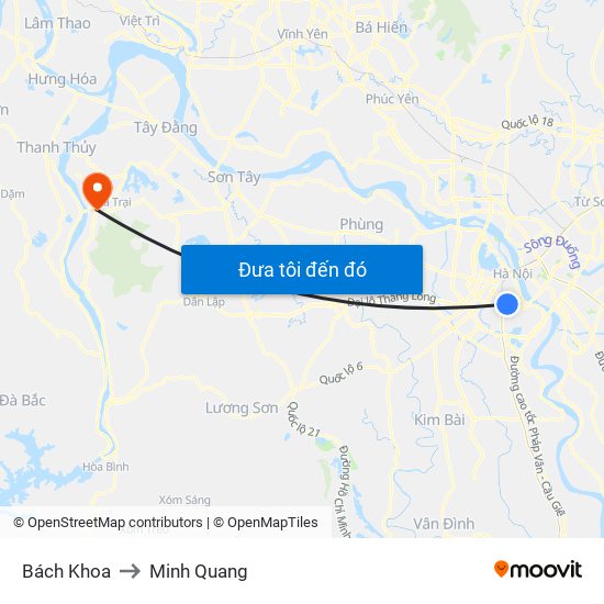 Bách Khoa to Minh Quang map