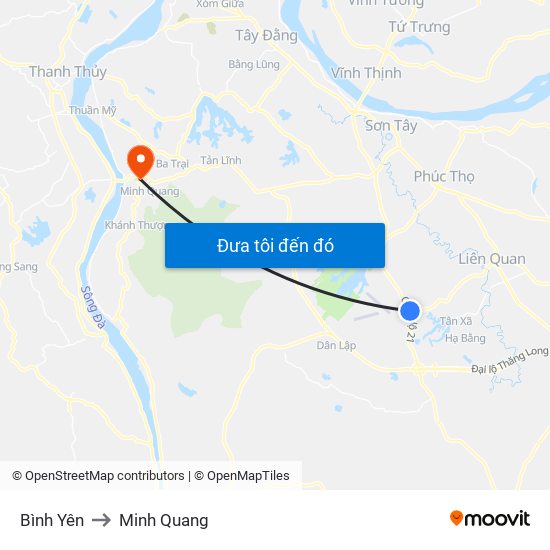 Bình Yên to Minh Quang map