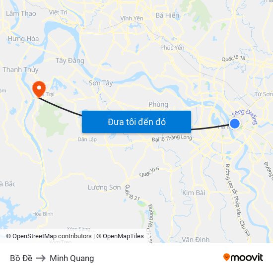 Bồ Đề to Minh Quang map