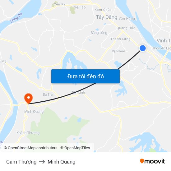 Cam Thượng to Minh Quang map