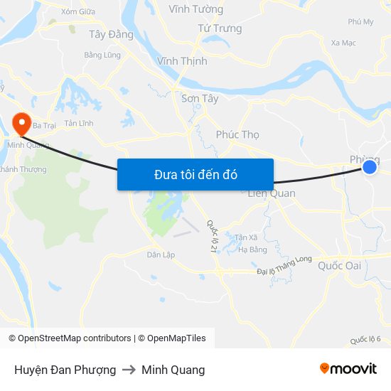 Huyện Đan Phượng to Minh Quang map