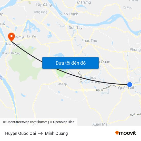 Huyện Quốc Oai to Minh Quang map