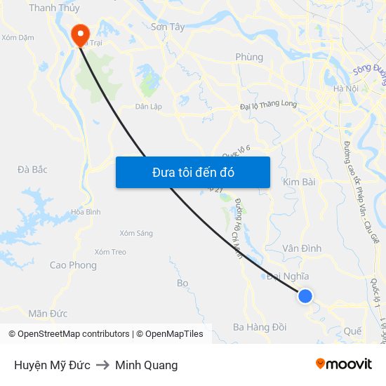 Huyện Mỹ Đức to Minh Quang map