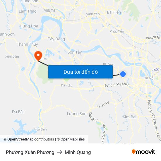 Phường Xuân Phương to Minh Quang map