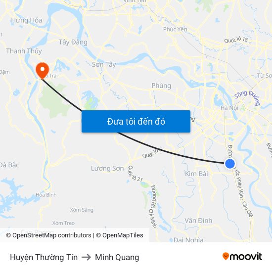 Huyện Thường Tín to Minh Quang map