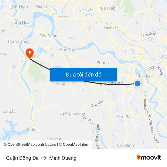 Quận Đống Đa to Minh Quang map