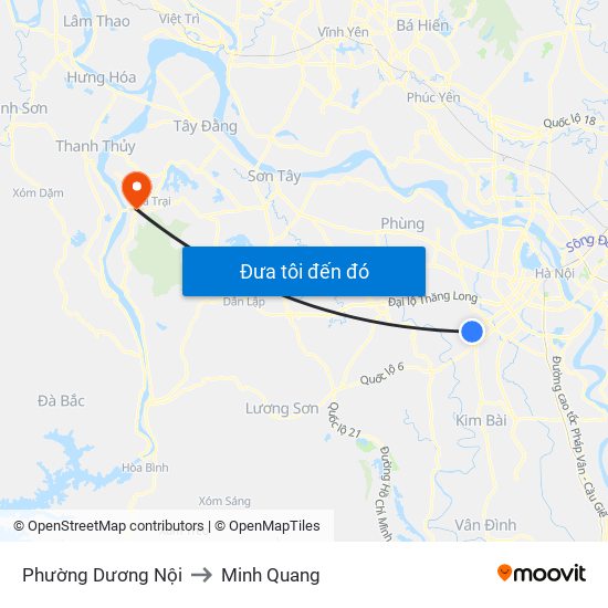Phường Dương Nội to Minh Quang map