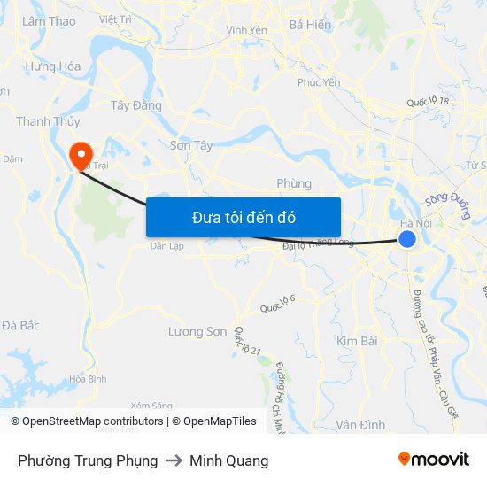 Phường Trung Phụng to Minh Quang map