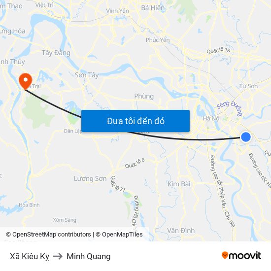 Xã Kiêu Kỵ to Minh Quang map