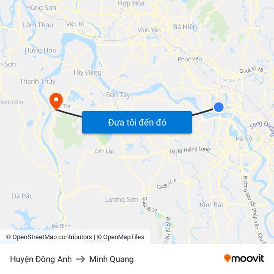 Huyện Đông Anh to Minh Quang map