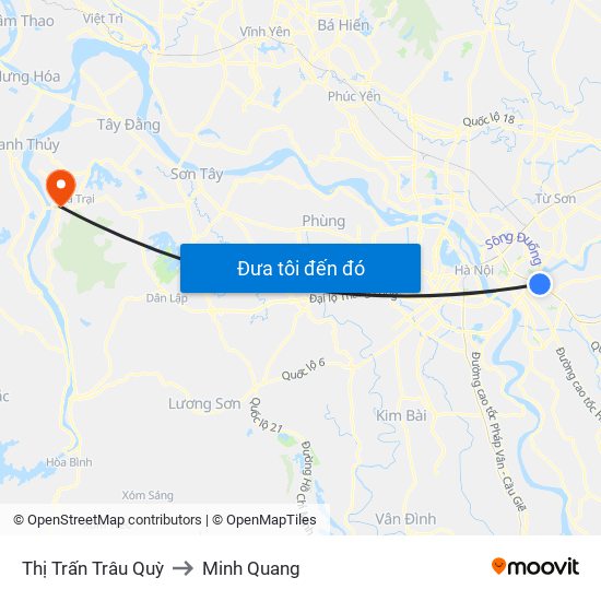 Thị Trấn Trâu Quỳ to Minh Quang map